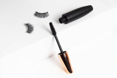 eyelashes product mockup for beauty makeup cosmetic, on white background display, lashes for girl