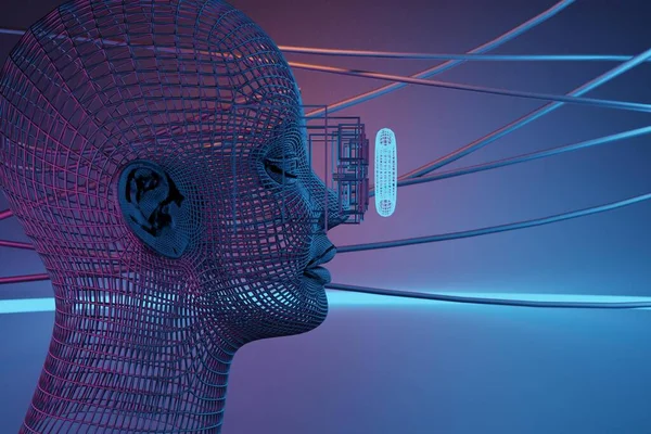 Metaverse Simulatie Gaming Cyberpunk Stijl Digitale Robot Illustratie Rendering — Stockfoto