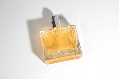 eau de parfum, the perfume fragrance cosmetic mockup, luxury product branding, on white background, bottle container glass