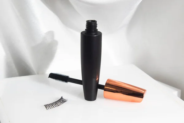 Mascara Black Lashes Eyelash Bottle Container Mockup Product Cosmetic Branding — Stock Photo, Image