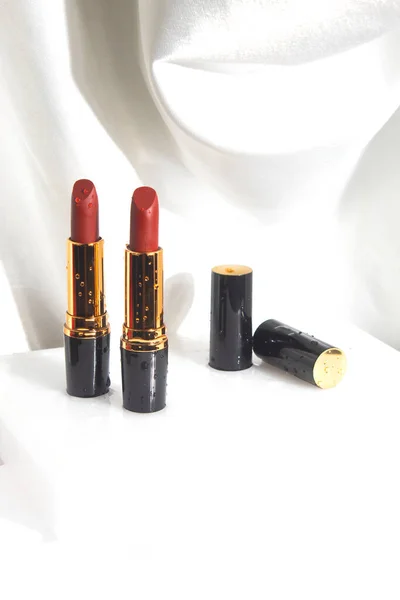 Mockup Lipstick Cosmetic Makeup Product Branding Beauty Fashion Red Rose — Stock Photo, Image