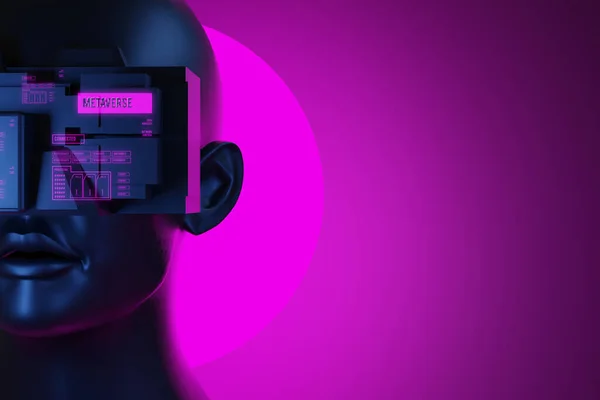 Metaverse Världen Simulering Spel Cyberpunk Stil Digital Robot Illustration Rendering — Stockfoto