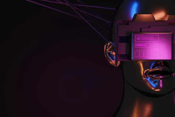 Metaverse Világ Szimuláció Játék Cyberpunk Stílus Digitális Robot Illusztráció Renderelés — Stock Fotó