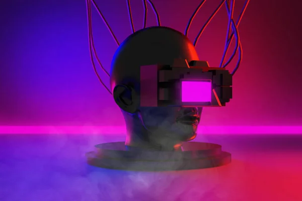 Metaverse Simulasyon Oyun Siber Punk Tarzı Dijital Robot Boyutlu Resimleme — Stok fotoğraf
