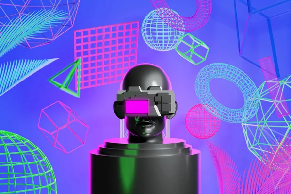 Metaverse Szimuláció Játék Cyberpunk Stílus Digitális Robot Illusztráció Renderelés Virtuális — Stock Fotó