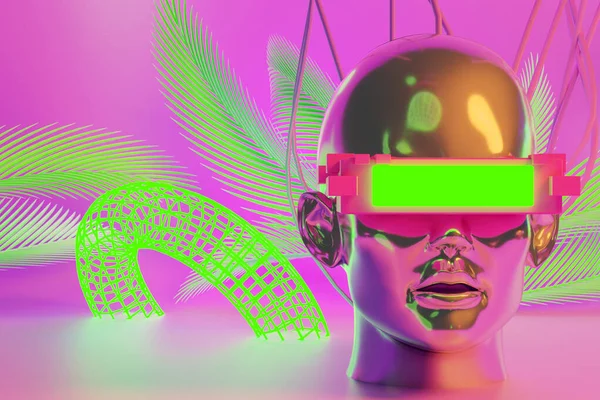 Metaverse Szimuláció Játék Cyberpunk Stílus Digitális Robot Illusztráció Renderelés Virtuális — Stock Fotó