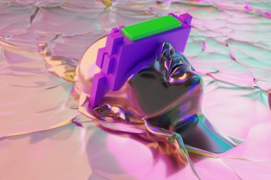 metaverse vr simulasyon oyun siber punk tarzı, dijital robot, üç boyutlu resimleme, sanal gerçeklik 
