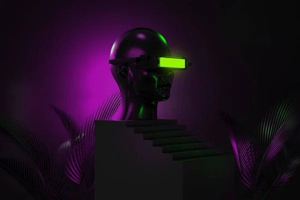 Metawersum Symulacja Gry Cyberpunk Styl Cyfrowy Robot Ilustracja Renderowania Wirtualna — Zdjęcie stockowe