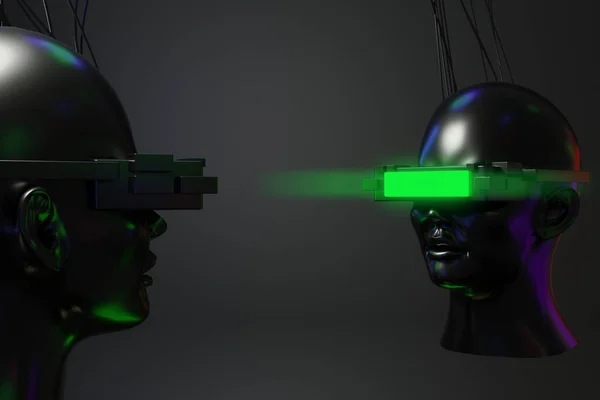 Metawersum Symulacja Gry Cyberpunk Styl Cyfrowy Robot Ilustracja Renderowania Wirtualna — Zdjęcie stockowe