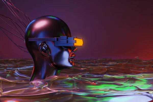 异构Vr仿真游戏网络游戏庞克风格 数字机器人 3D图解渲染 虚拟现实 — 图库照片