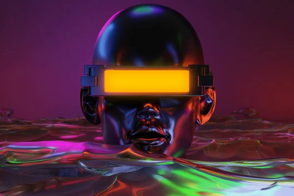 Metaverzní Simulace Herní Cyberpunk Styl Digitální Robot Ilustrace Vykreslování Virtuální — Stock fotografie