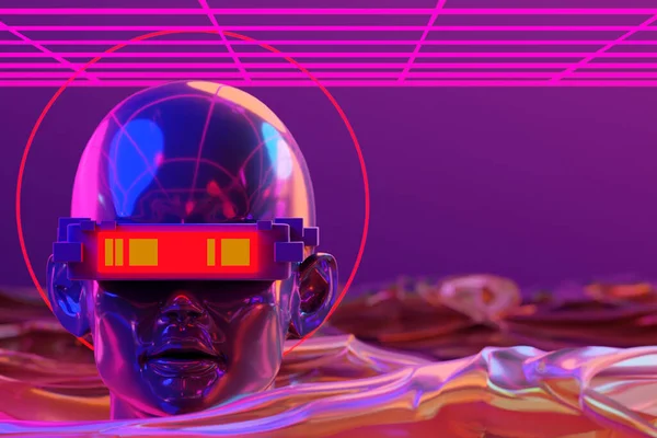 Metaverse Simulatie Gaming Cyberpunk Stijl Digitale Robot Illustratie Rendering Virtual — Stockfoto