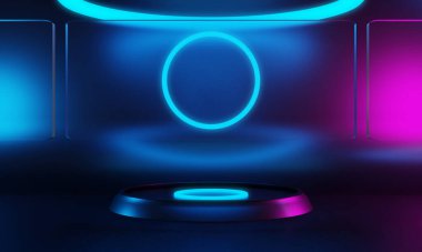 3D resimlendirme arka plan soyut, podyum sahne sanatının duvar kağıdı, ürün kaidesi, oyun siber punk tarzı