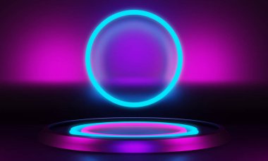 3D resimlendirme arka plan soyut, podyum sahne sanatının duvar kağıdı, ürün kaidesi, oyun siber punk tarzı