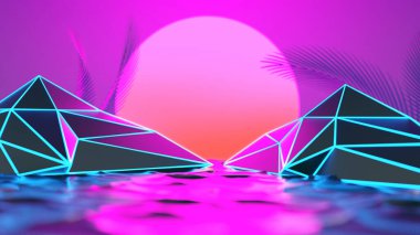 3D resimlendirme arka plan soyut, podyum sahne sanatının duvar kağıdı, ürün kaidesi, oyun siber punk tarzı