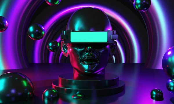 Metaverse Szimuláció Játék Cyberpunk Stílus Digitális Robot Illusztráció Renderelés Virtuális — Stock Fotó