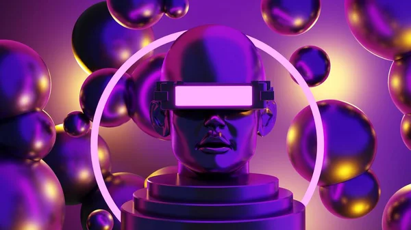 Metaverse Szimuláció Játék Cyberpunk Stílus Digitális Robot Illusztráció Renderelés Virtuális — Stock Fotó