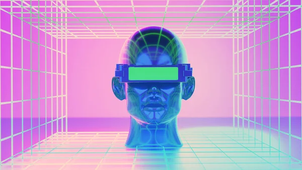 Metaverse Simulazione Gioco Stile Cyberpunk Robot Digitale Rendering Illustrazione Realtà — Foto Stock