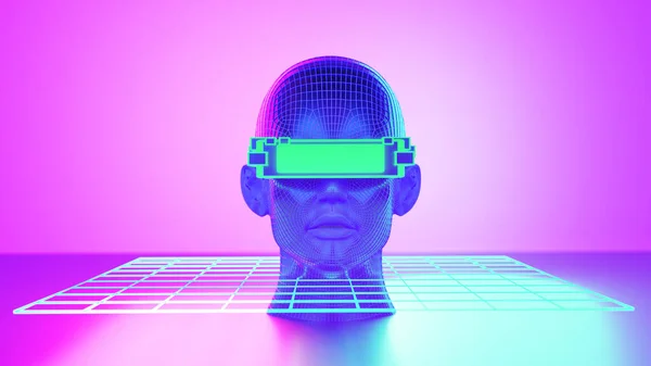 Metaverse Simulatie Gaming Cyberpunk Stijl Digitale Robot Illustratie Rendering Virtual — Stockfoto