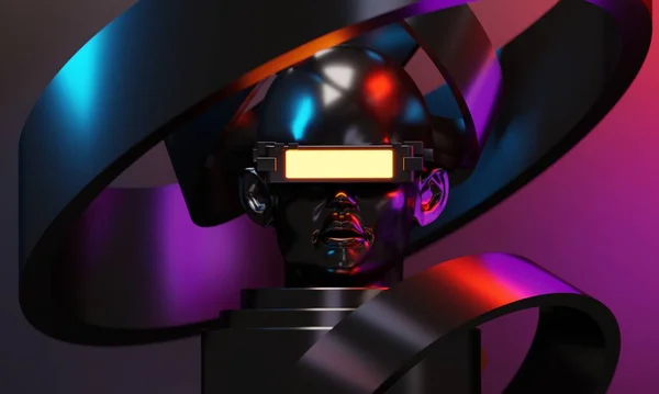 Metaverse Szimuláció Játék Cyberpunk Stílus Digitális Robot Illusztráció Renderelés Virtuális — Stock Fotó