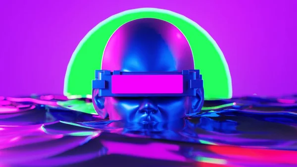 Metaverse Simulatie Gaming Cyberpunk Stijl Digitale Robot Illustratie Rendering Virtual — Stockfoto