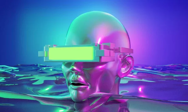 Metaverse Simulação Jogos Estilo Cyberpunk Robô Digital Ilustração Renderização Realidade — Fotografia de Stock