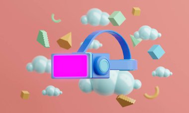 metaverse vr simulasyon oyun siber punk tarzı, dijital robot, üç boyutlu resimleme, sanal gerçeklik 