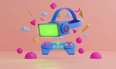 metaverse vr simulasyon oyun siber punk tarzı, dijital robot, üç boyutlu resimleme, sanal gerçeklik 