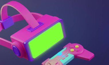 metaverse vr simulasyon oyun siber punk tarzı, dijital robot, üç boyutlu resimleme, sanal gerçeklik 