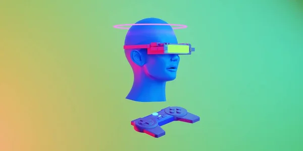 Metaverse Simulation Gaming Cyberpunk Style Digital Robot Illustration Rendering Virtual — Stock Photo, Image