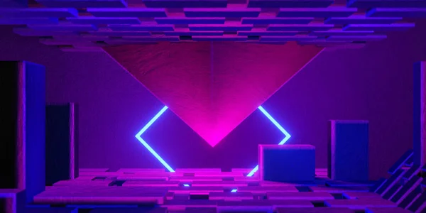Rendering Illustration Gaming Background Abstract Cyberpunk Style Gamer Wallpaper Neon — ストック写真