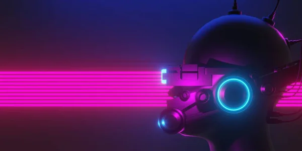 Renderelés Illusztráció Játék Háttér Elvont Cyberpunk Stílus Gamer Tapéta Neon — Stock Fotó