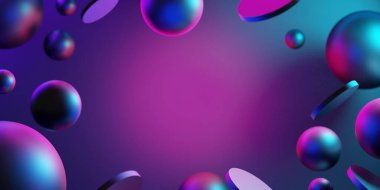 Bilimkurgu oyun siberpunkunun soyut arka planı, sanal gerçeklik simülasyonu, sahne duruşu sahnesi, 3D illüstrasyon