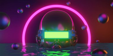 Network ile metaverse vr sanal gerçeklik, simulasyon oyunu, siberpunk oyun geçmişi, 3D çizim illüstrasyonu, Scifi ai robot teknolojisi