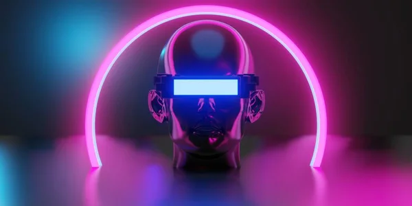 Metaverse Virtual Reality Network Gaming Simulation Cyberpunk Gamer Background Rendering — Stock Fotó