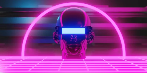 Metaverse Realtà Virtuale Con Rete Gioco Simulazione Sfondo Giocatore Cyberpunk — Foto Stock