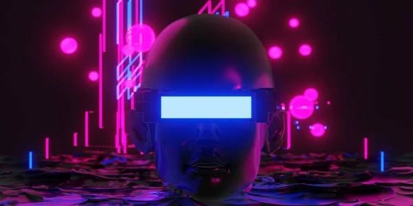 Metaverse Virtual Reality Network Gaming Simulation Cyberpunk Gamer Background Rendering — Foto Stock