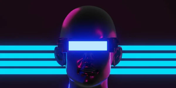 Metaverse Virtual Reality Network Gaming Simulation Cyberpunk Gamer Background Rendering — Stockfoto