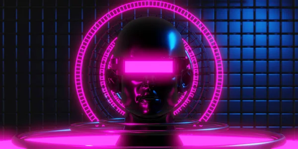 Metaverse Virtual Reality Network Gaming Simulation Cyberpunk Gamer Background Rendering — стоковое фото