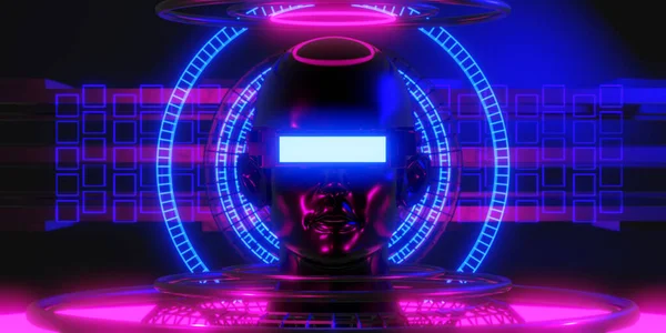 Metaverse Virtual Reality Network Gaming Simulation Cyberpunk Gamer Background Rendering — Fotografia de Stock