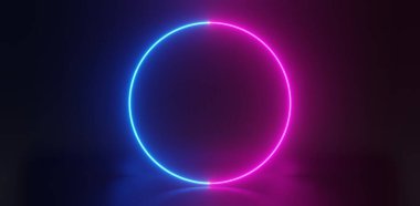 Bilimkurgu oyun siberpunk, sanal gerçeklik simülasyonu ve metaevren soyut arka plan video oyunu, sahne duruşu sahnesi, 3D illüstrasyon çizimi, gelecekçi neon parlaklık odası