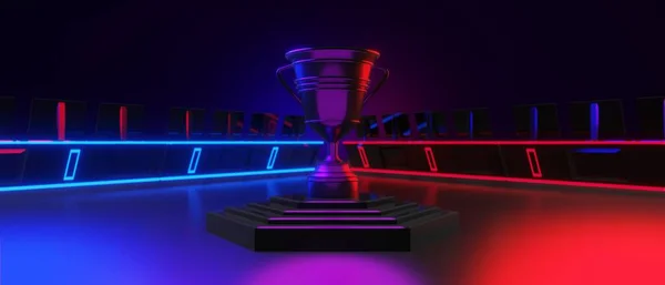 Champion cup prêmio torneio videogame de jogos scifi vermelho azul