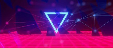 Esports Scifi oyun siberpunk, vr sanal gerçeklik simülasyonu ve metaevren soyut arka plan video oyunu, sahne kaidesi sahnesi, 3D illüstrasyon canlandırma, fütürist neon ışığı odası