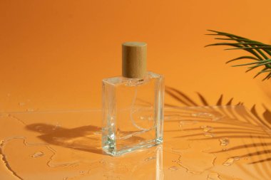 Parfüm şişesinin maketi güzellik makyaj tüpü yüz temizleyici yüz köpüğü güzellik sağlık hizmetleri ambalajı su sıçraması.