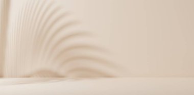 Kozmetik ürün sergisi için boş sahne odası, bulanık arkaplan, ışık ve gölge sahnesi betonu oluşturan 3D illüstrasyon