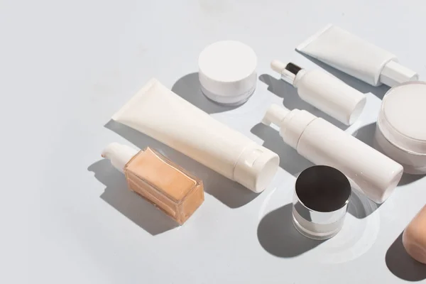 Mockup Van Primer Concealer Cusion Crème Huidverzorging Fles Cosmetische Buis — Stockfoto