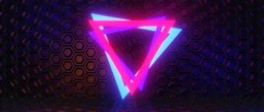 Esports Scifi oyun siberpunk, vr sanal gerçeklik simülasyonu ve metaevren soyut arka plan video oyunu, sahne kaidesi sahnesi, 3D illüstrasyon canlandırma, fütürist neon ışığı odası