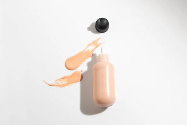 Maqueta Maquillaje Polvo Base Imprimación Cojín Cuidado Piel Botella Cosmética — Foto de Stock