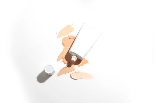 Mockup Makeup Pulver Foundation Primer Kudde Concealer Hudvård Flaska Kosmetisk — Stockfoto