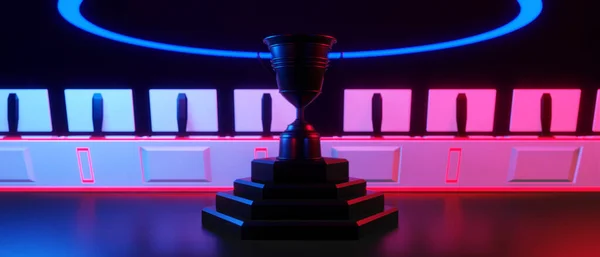 Турнір Нагородження Чемпіонів Відеогра Наукові Ігри Червоно Синій Проти Електронного — стокове фото